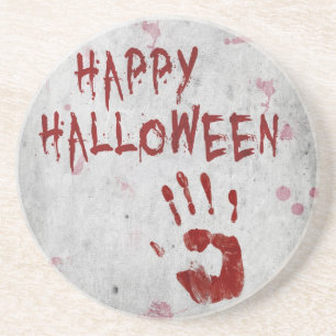 Porta-copos De Arenito Halloween Bloody Handprint