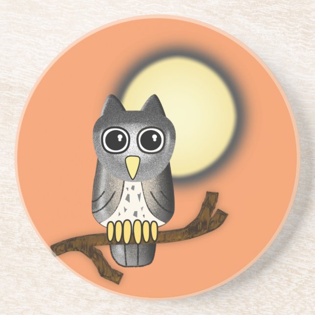 Porta-copos De Arenito Halloween Owl (Frente)
