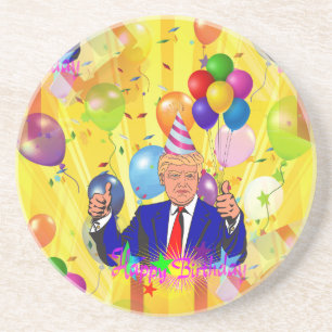 Porta-copos De Arenito happy birthday donald trump