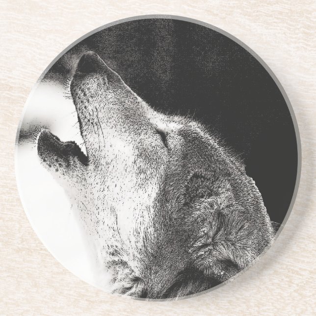 Porta-copos De Arenito Howling Wolf (Frente)