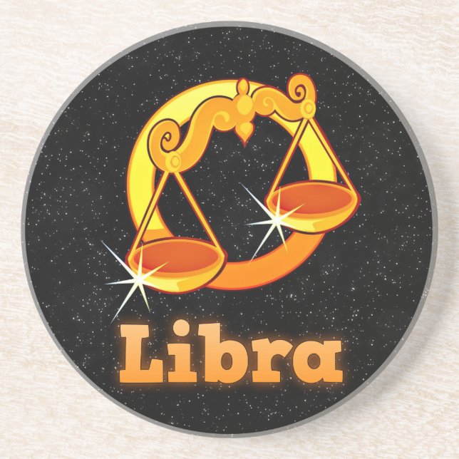 Porta-copos De Arenito Ilustração de Libra (Frente)