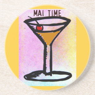 PORTA-COPOS DE ARENITO IMPRESSÃO DO COCKTAIL DO MAI TAI DO TEMPO DO MAI