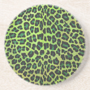 Porta-copos De Arenito Impressão Preto-Leopardo e Verde