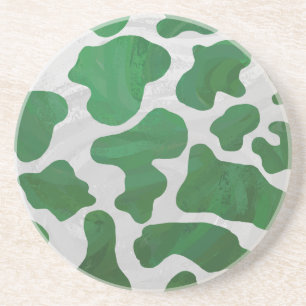 Porta-copos De Arenito Impressão Verde-Vaca e Branco