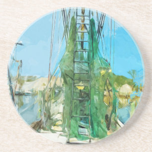 Porta-copos De Arenito Impressionismo com Abstrato de camarão