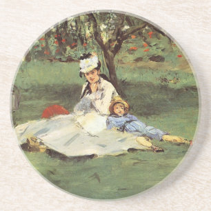 Porta-copos De Arenito Impressionista Manet Pintura da Família Francesa