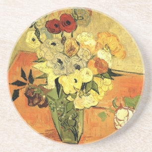 Porta-copos De Arenito Japonês Vase, Rosas, Anemones por Vincent van Gog