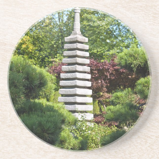 Porta-copos De Arenito Jardim Japonês (Frente)