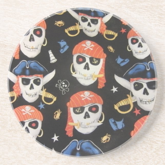 Porta-copos De Arenito Jolly Roger Pirate Skulls (Frente)