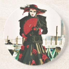 Porta-copos De Arenito Kabuki Geisha Design