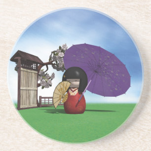 Porta-copos De Arenito Kokeshi Doll