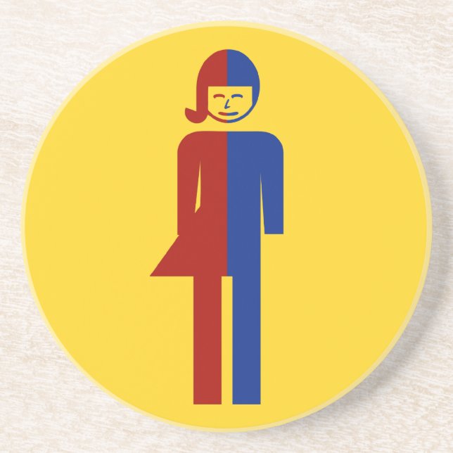 Porta-copos De Arenito Ladyboy / Tomboy Toilet ⚠ Sinal Tailandês ⚠ (Frente)