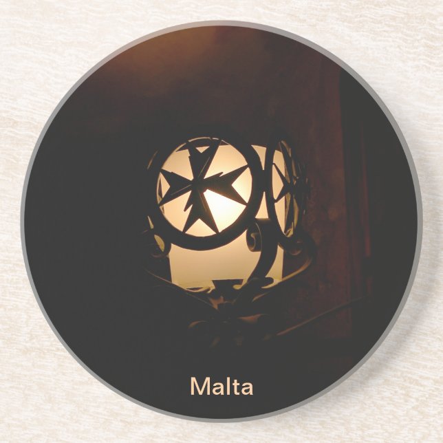 Porta-copos De Arenito Lanterna de estilo medieval de Malta (Frente)