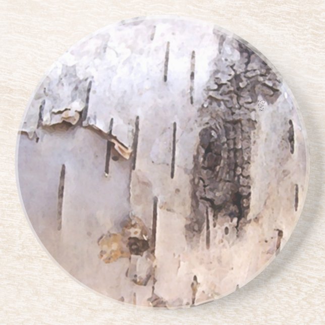 Porta-copos De Arenito latido White Birch 3D (Frente)