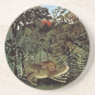 Porta-copos De Arenito Leão Faminto de Henri Rousseau, Animal Selvagem Vi