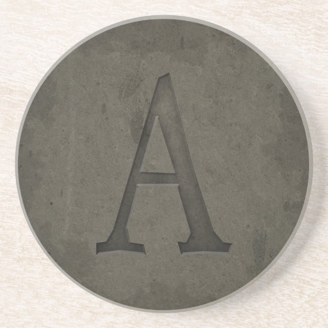 Porta-copos De Arenito Letra Concreta Monograma A (Frente)