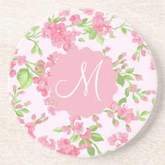 Porta-copos De Arenito Lindas flores de pêssego cor-de-rosa-Primavera