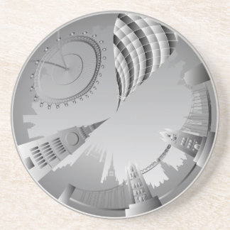 Porta-copos De Arenito Linha do horizonte de Londres em círculo