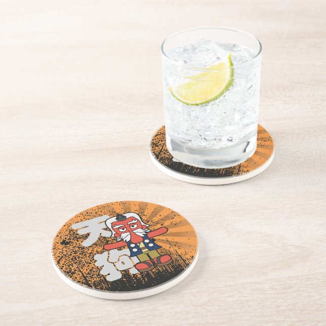 Porta-copos De Arenito Little Daitengu Yokai Grunge (Lateral)