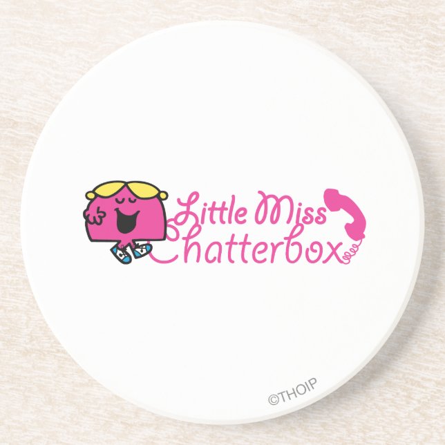 Porta-copos De Arenito Little Miss Chatterbox | Letra por cabo telefônico (Frente)