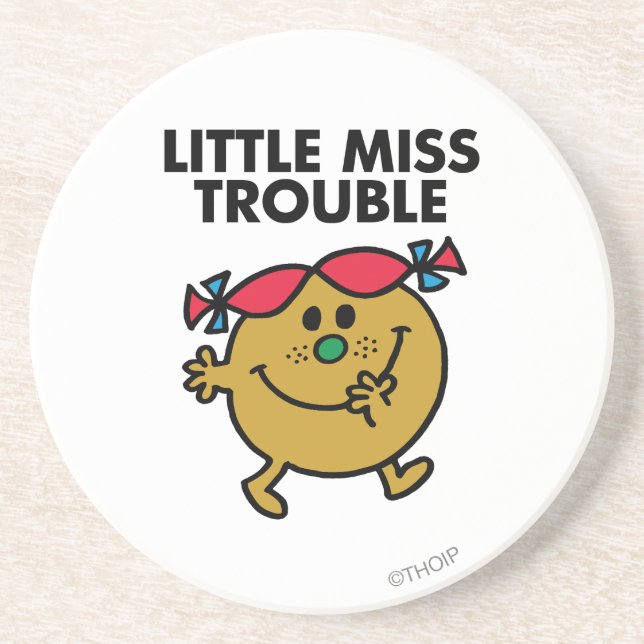 Porta-copos De Arenito Little Miss Trouble | Letra negra (Frente)