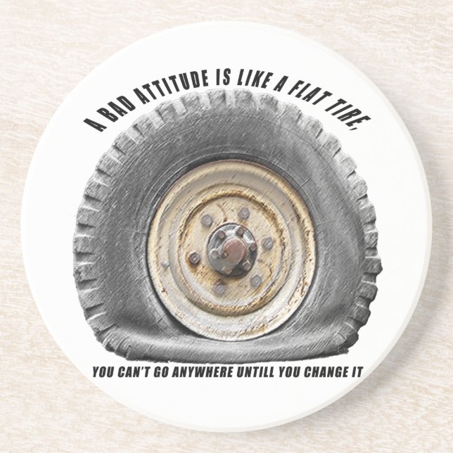 Porta-copos De Arenito Má Atitude Como Pneus (Frente)