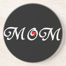 Porta-copos De Arenito Mãe com coração vermelho