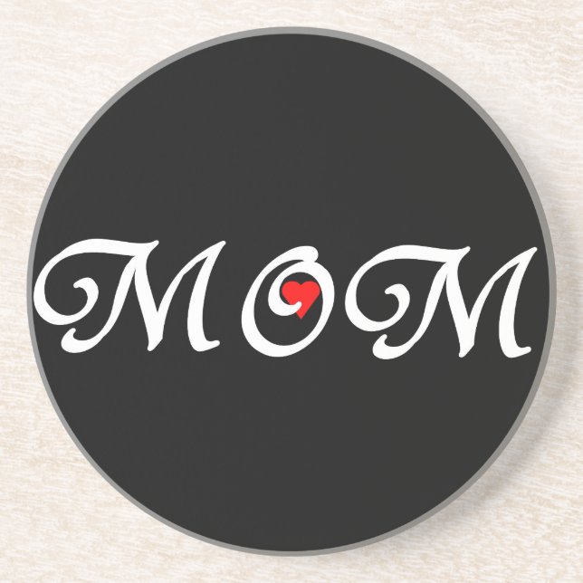 Porta-copos De Arenito Mãe com coração vermelho (Frente)