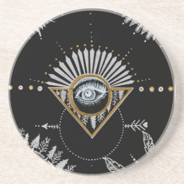 Porta-copos De Arenito Mandala de Yin Yang