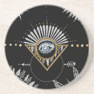 Porta-copos De Arenito Mandala de Yin Yang