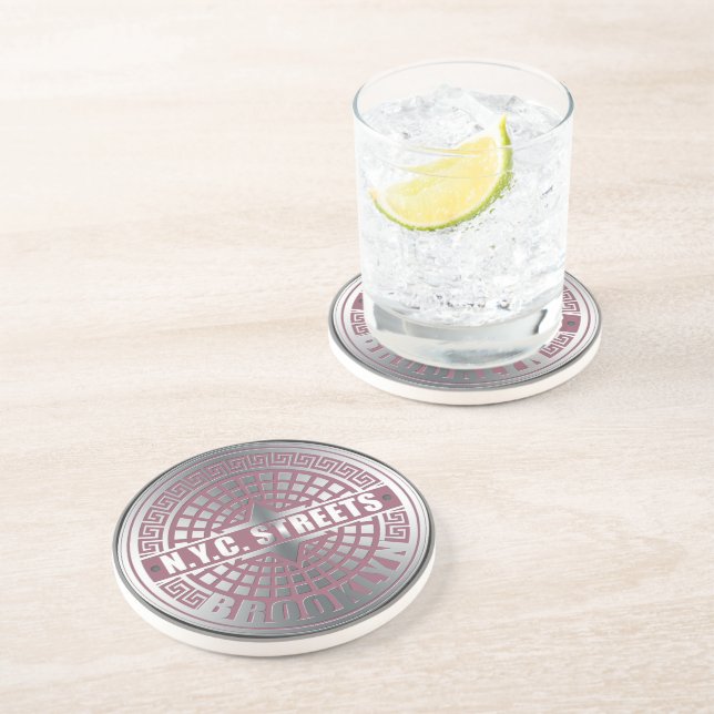 Porta-copos De Arenito Manhole Cobrir Brooklyn (Lateral)