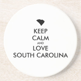 Porta-copos De Arenito Manter calmo e amar a carOLINA do Sul personalizáv