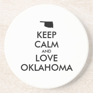 Porta-copos De Arenito Manter calmo e amar OKLAHOMA personalizável