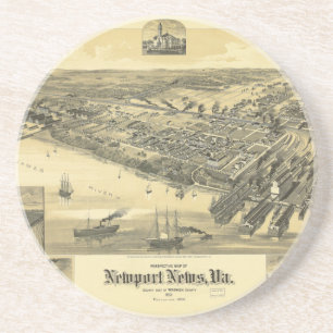Porta-copos De Arenito Mapa 1891 do condado de Virgínia Warwick da