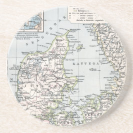 Porta-copos De Arenito Mapa Antigo da Dinamarca, Danmark em dinamarquês,