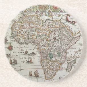 Porta-copos De Arenito Mapa Antigo do Mundo Antigo da África por Blaeu, c