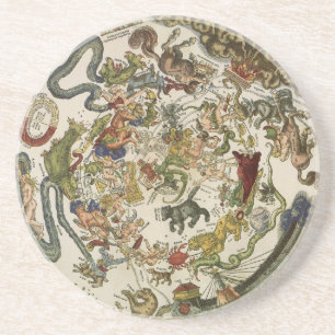 Porta-copos De Arenito Mapa Celestial de Peter Apian, Astronomia Vintage