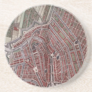 Porta-copos De Arenito Mapa da cidade da réplica de Amsterdão 1652