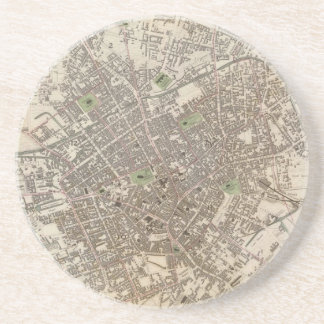 Porta-copos De Arenito Mapa do vintage de Birmingham Inglaterra (1839)