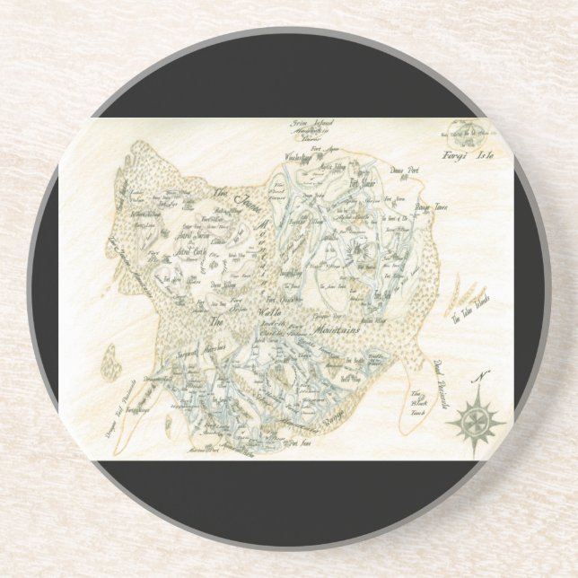 Porta-copos De Arenito Mapa etiquetado de Trino (Frente)