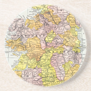 Porta-copos De Arenito MAPA: IRELAND, c1890