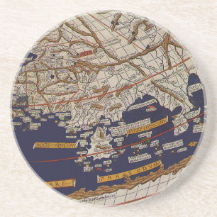 Porta-copos De Arenito Mapa Mundial Ptolemaico Antigo, Johannes de Arnshe