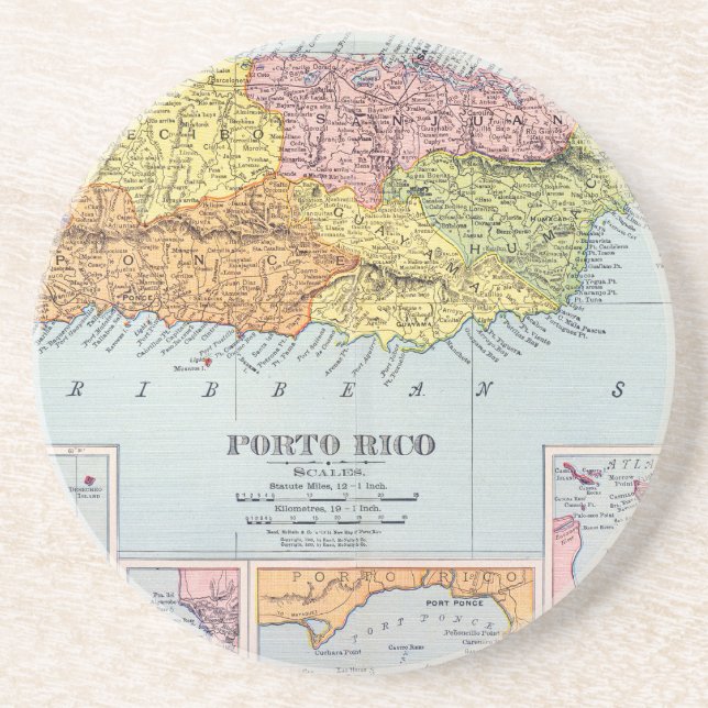 PORTA-COPOS DE ARENITO MAPA: PUERTO RICO, 1900 (Frente)
