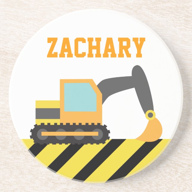 Porta-copos De Arenito Máquina escavadora alaranjada, veículo da (Frente)