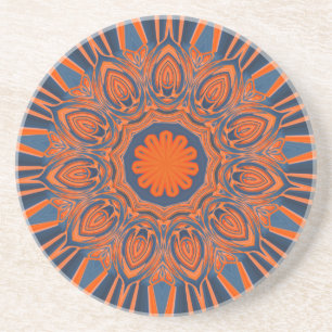 Porta-copos De Arenito Marinho Laranja Blue Mandala