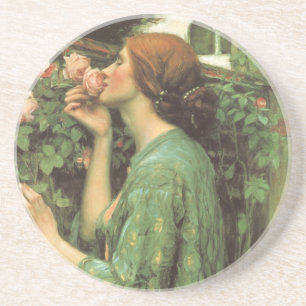 Porta-copos De Arenito Meu Rosa doce, ou Alma do Rosa por Waterhouse