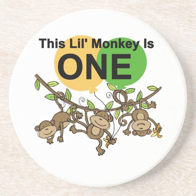 Porta-copos De Arenito Micos-macacos primeiro aniversario camisas e prese (Frente)