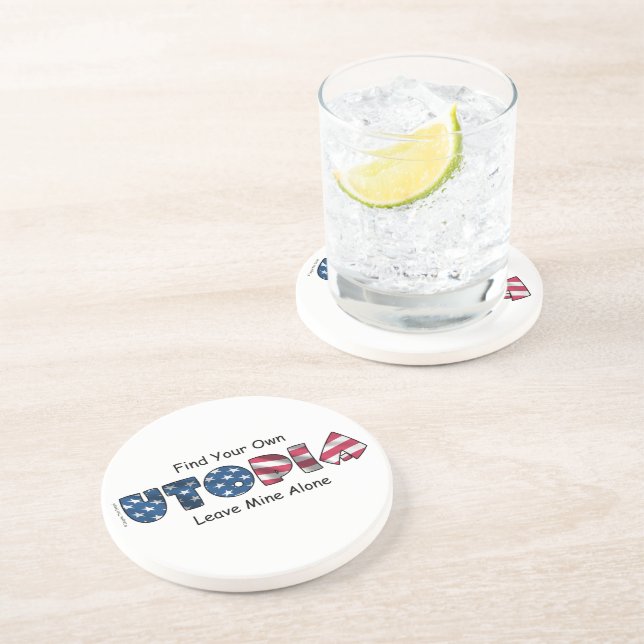 Porta-copos De Arenito Minha Utopia (Lateral)