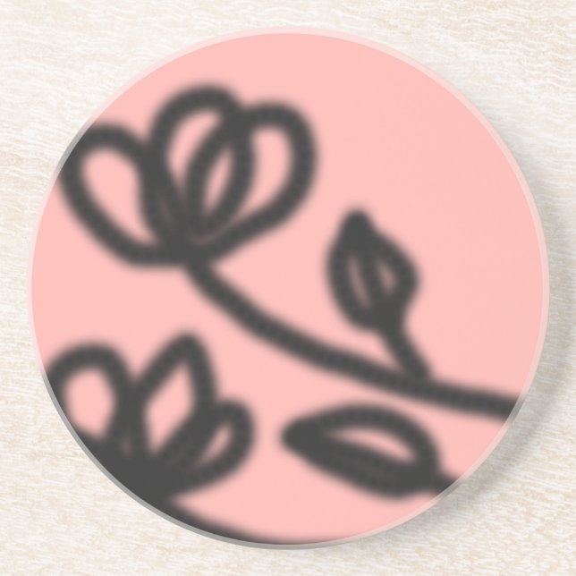 Porta-copos De Arenito Mod Floral Apoio de Copo (Rosa) (Frente)