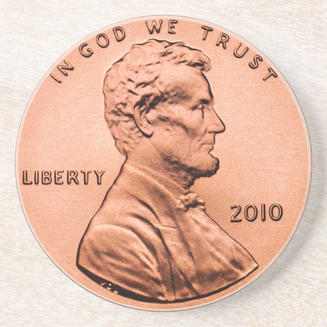 Porta-copos De Arenito Moeda de um centavo (Frente)